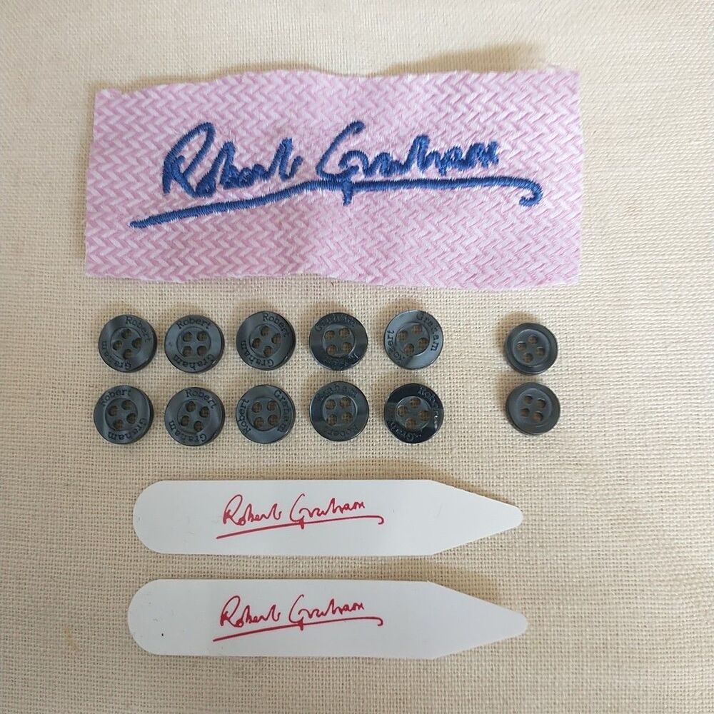 Robert Graham Replacement Buttons For Shirt Gray Spell Out Logo Craft Lot Of 12
